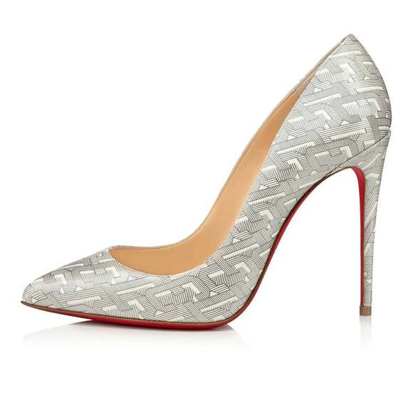 Christian Louboutin Pigalle Follies 100 Patent CL White Silver Heel Pump Shoe 36 - Picture 4 of 13